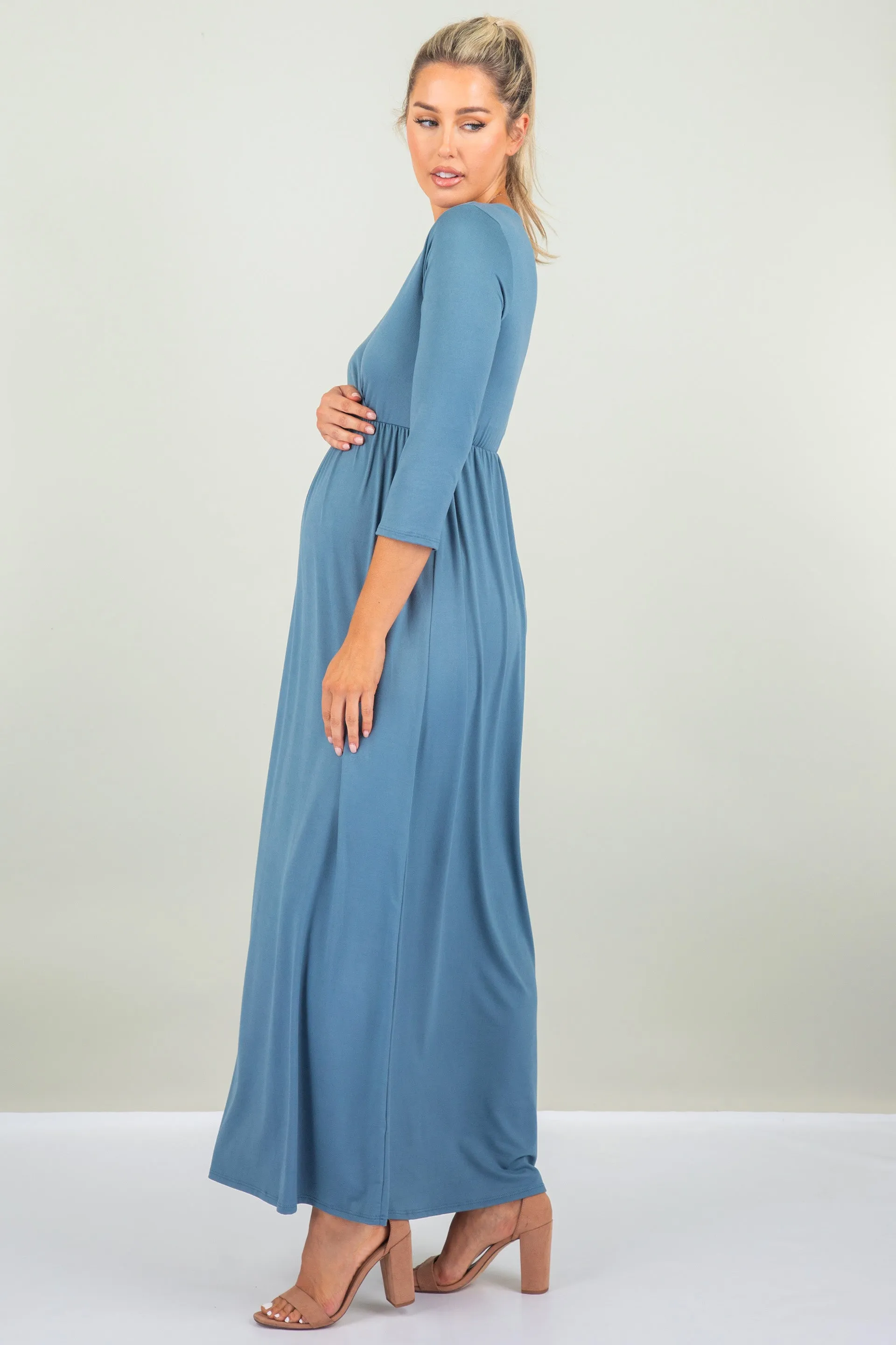 Maternity and Nursing Surplice Faux Wrap Dress