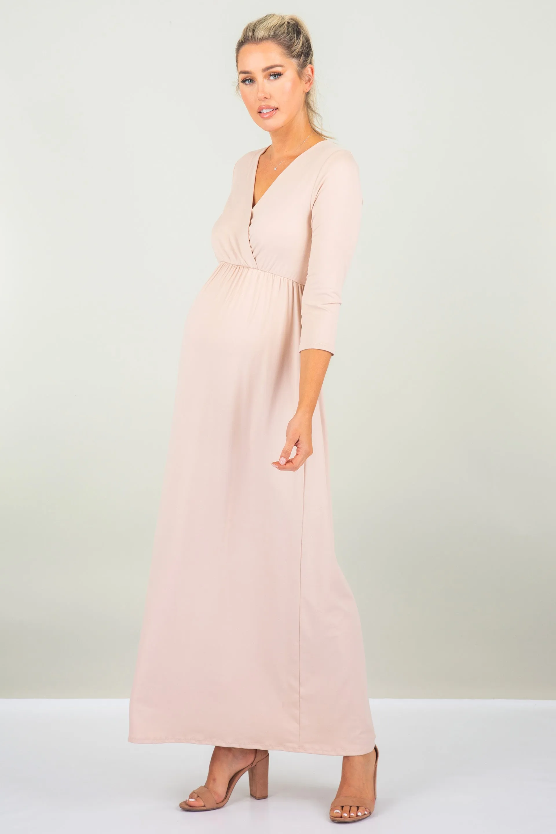 Maternity and Nursing Surplice Faux Wrap Dress