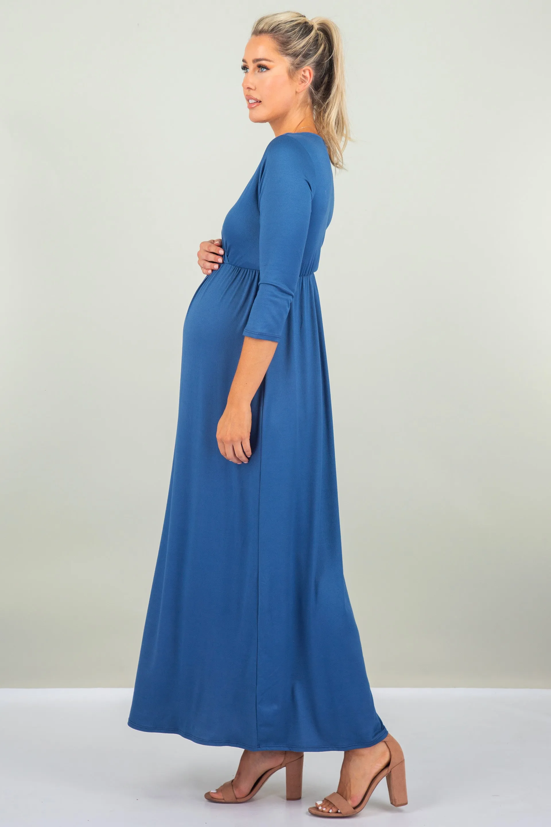 Maternity and Nursing Surplice Faux Wrap Dress