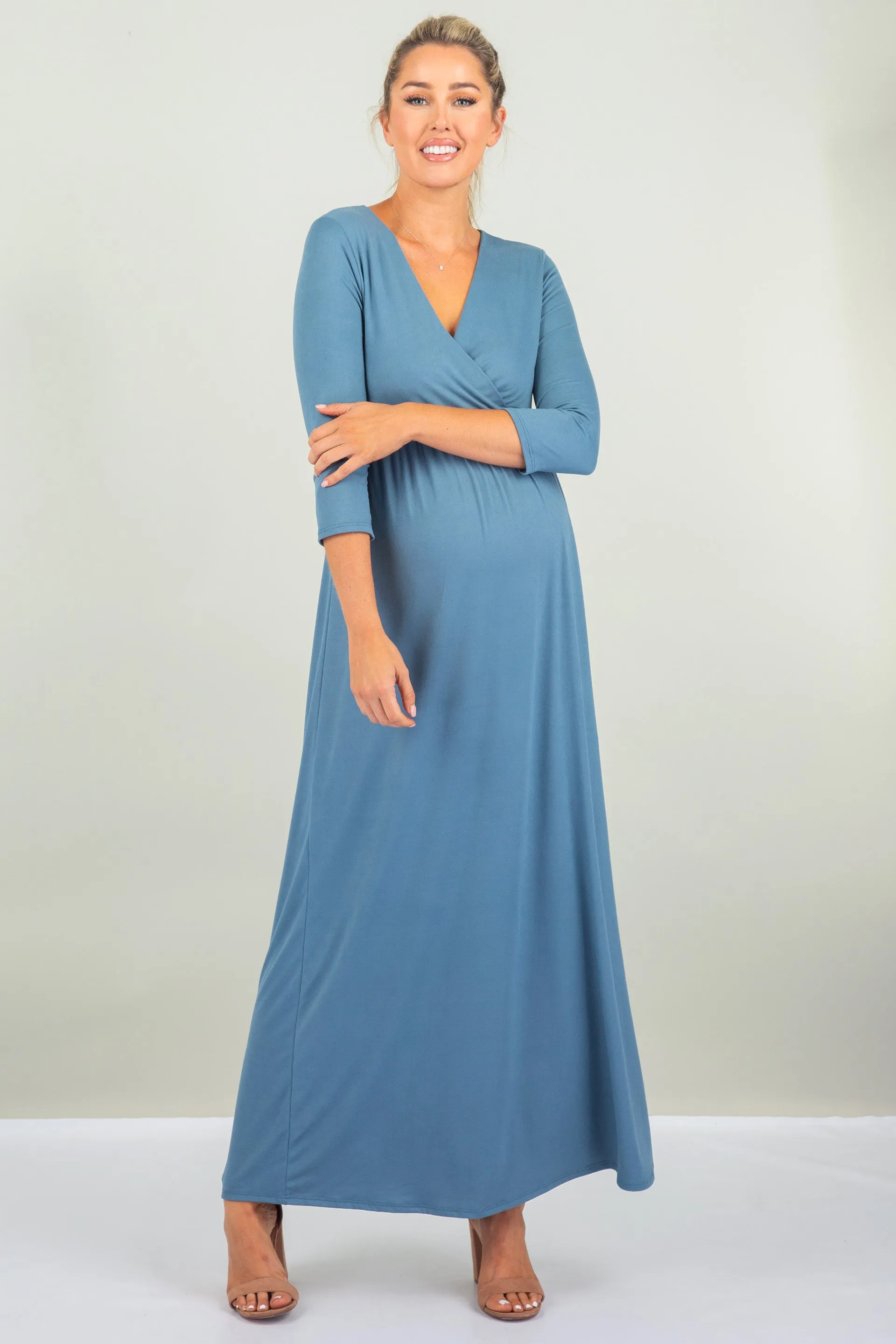 Maternity and Nursing Surplice Faux Wrap Dress