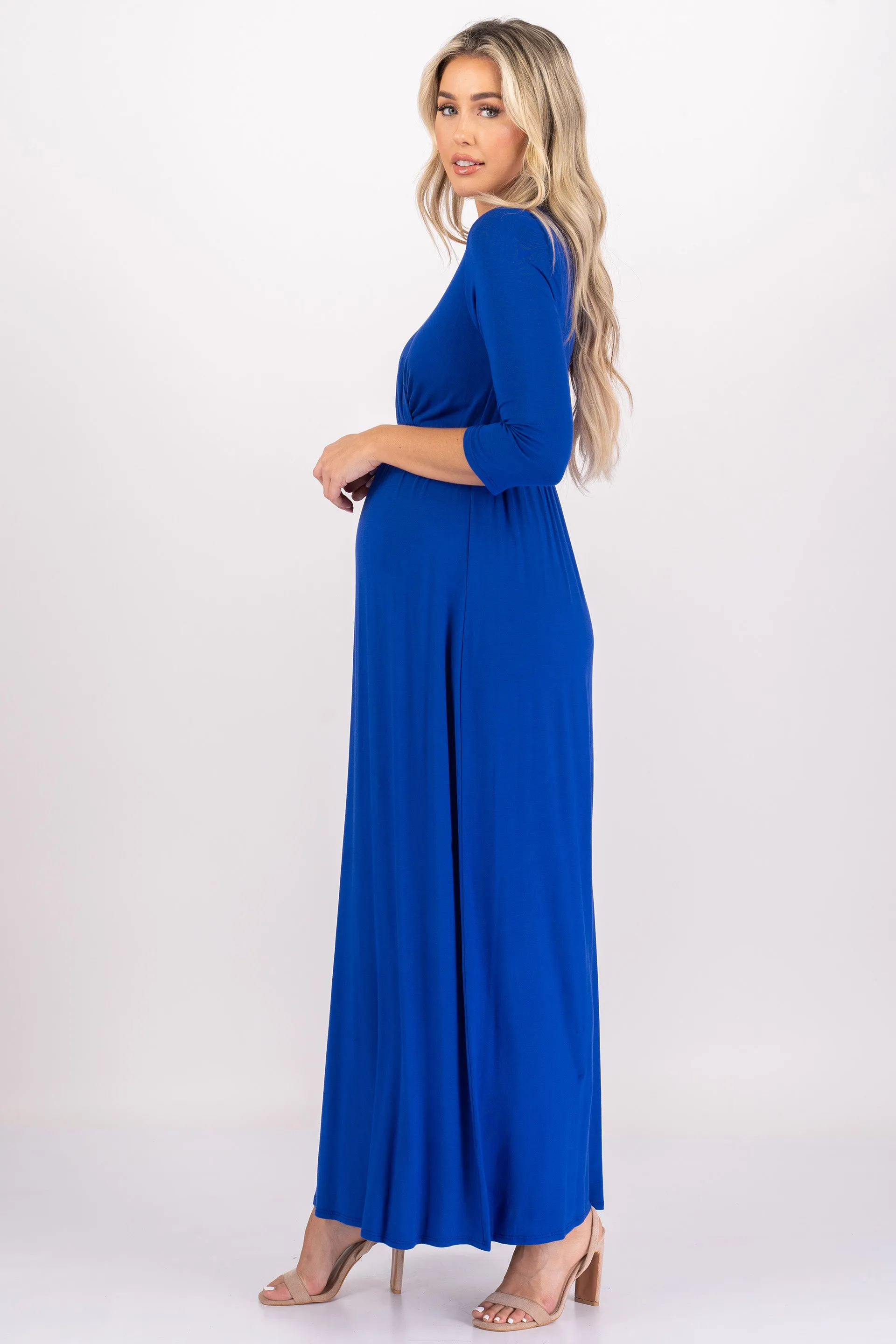 Maternity and Nursing Surplice Faux Wrap Dress