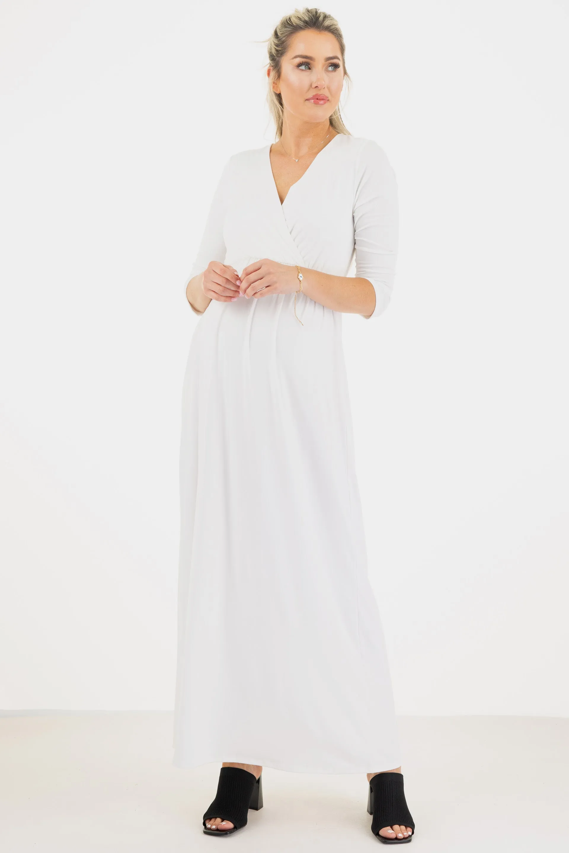 Maternity and Nursing Surplice Faux Wrap Dress