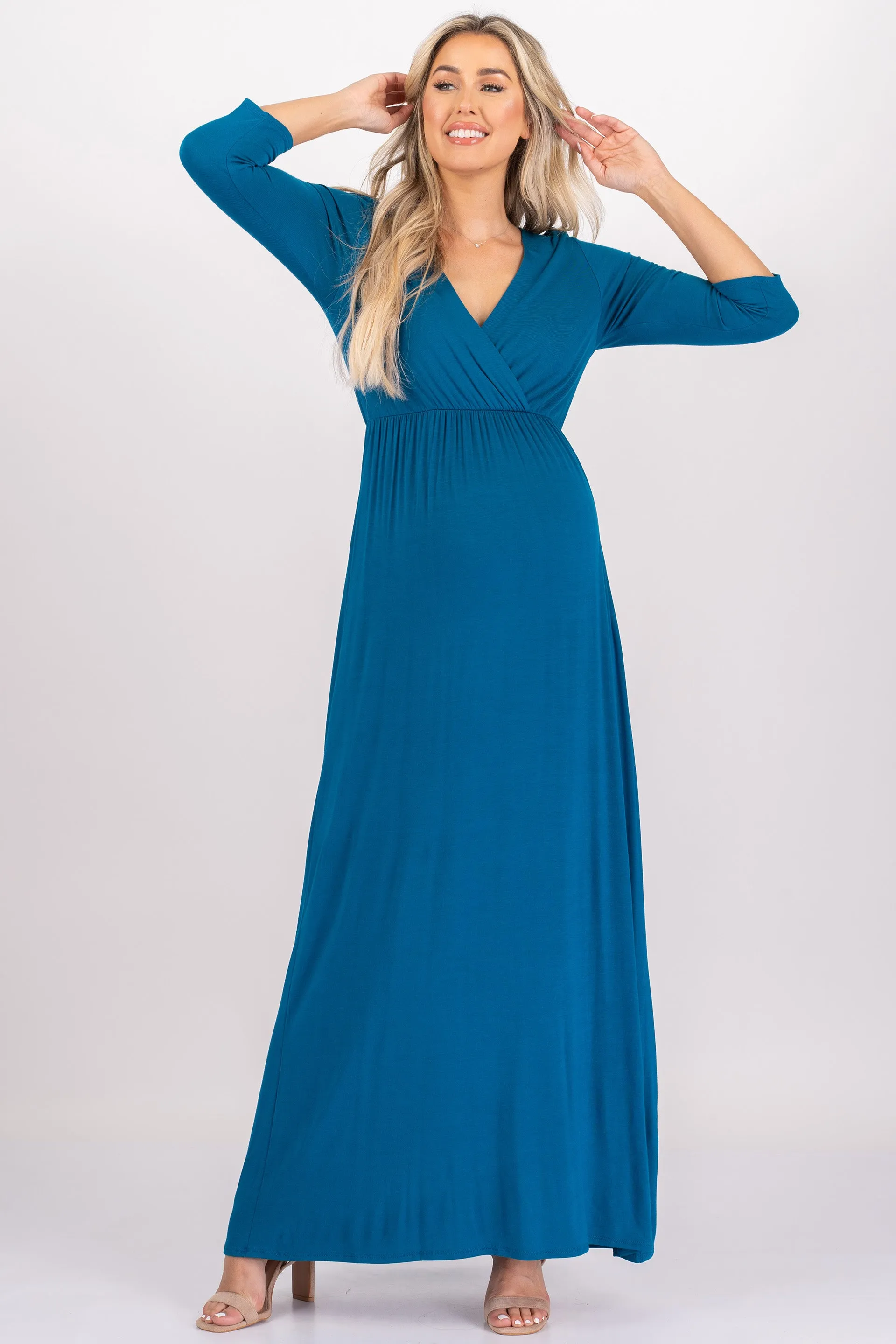 Maternity and Nursing Surplice Faux Wrap Dress