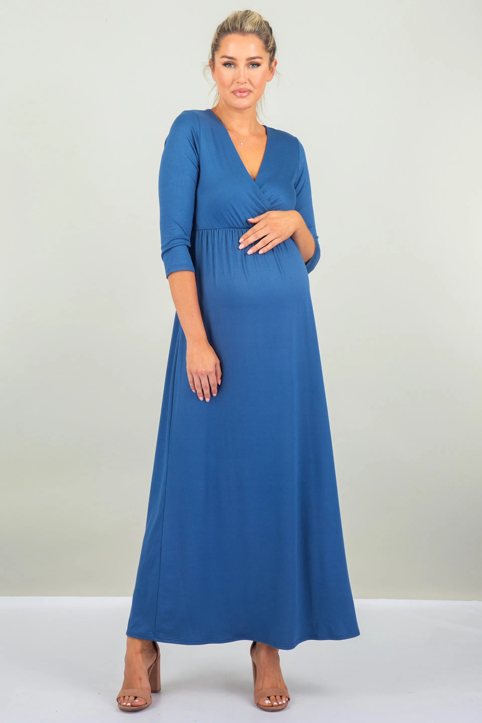 Maternity and Nursing Surplice Faux Wrap Dress