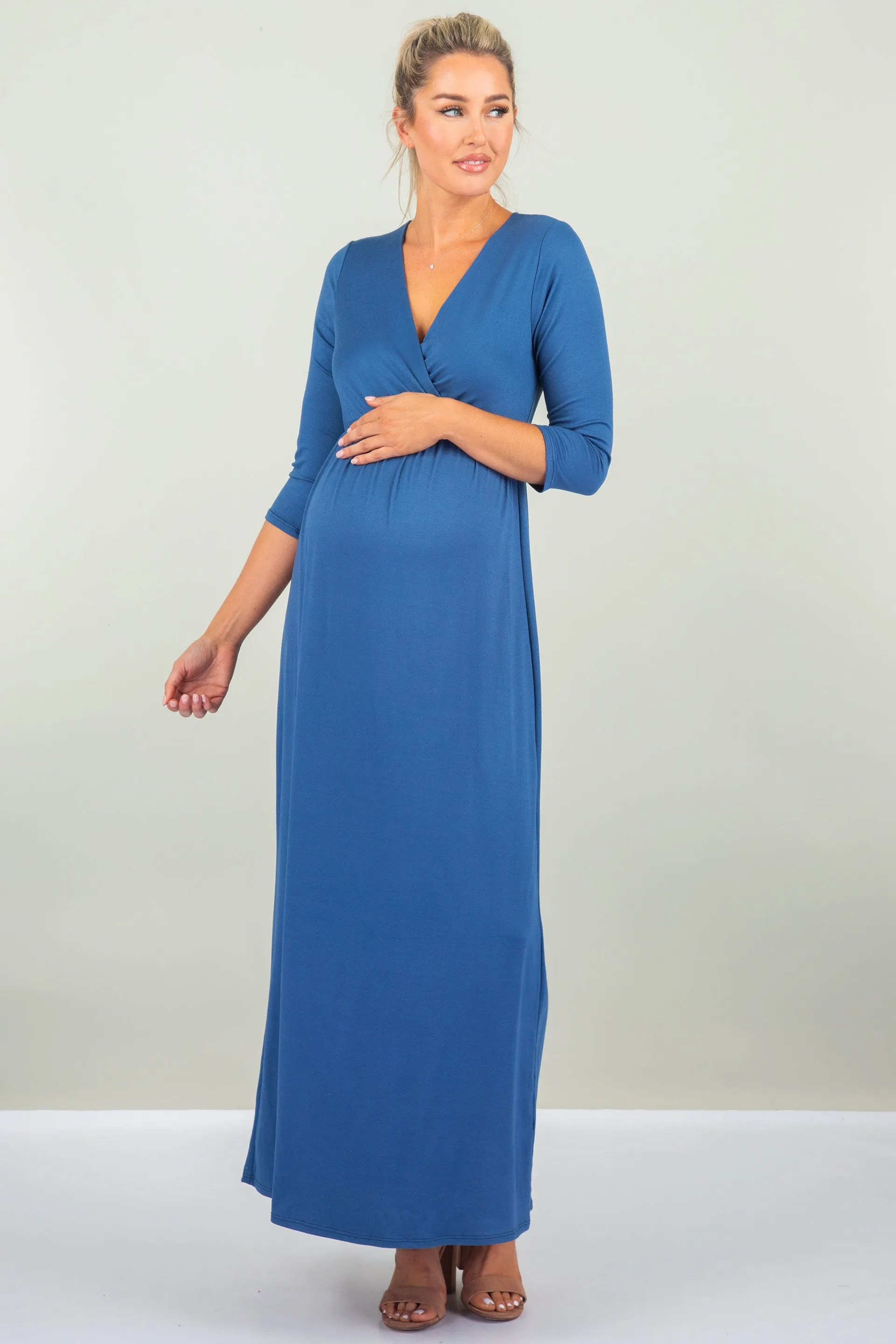 Maternity and Nursing Surplice Faux Wrap Dress