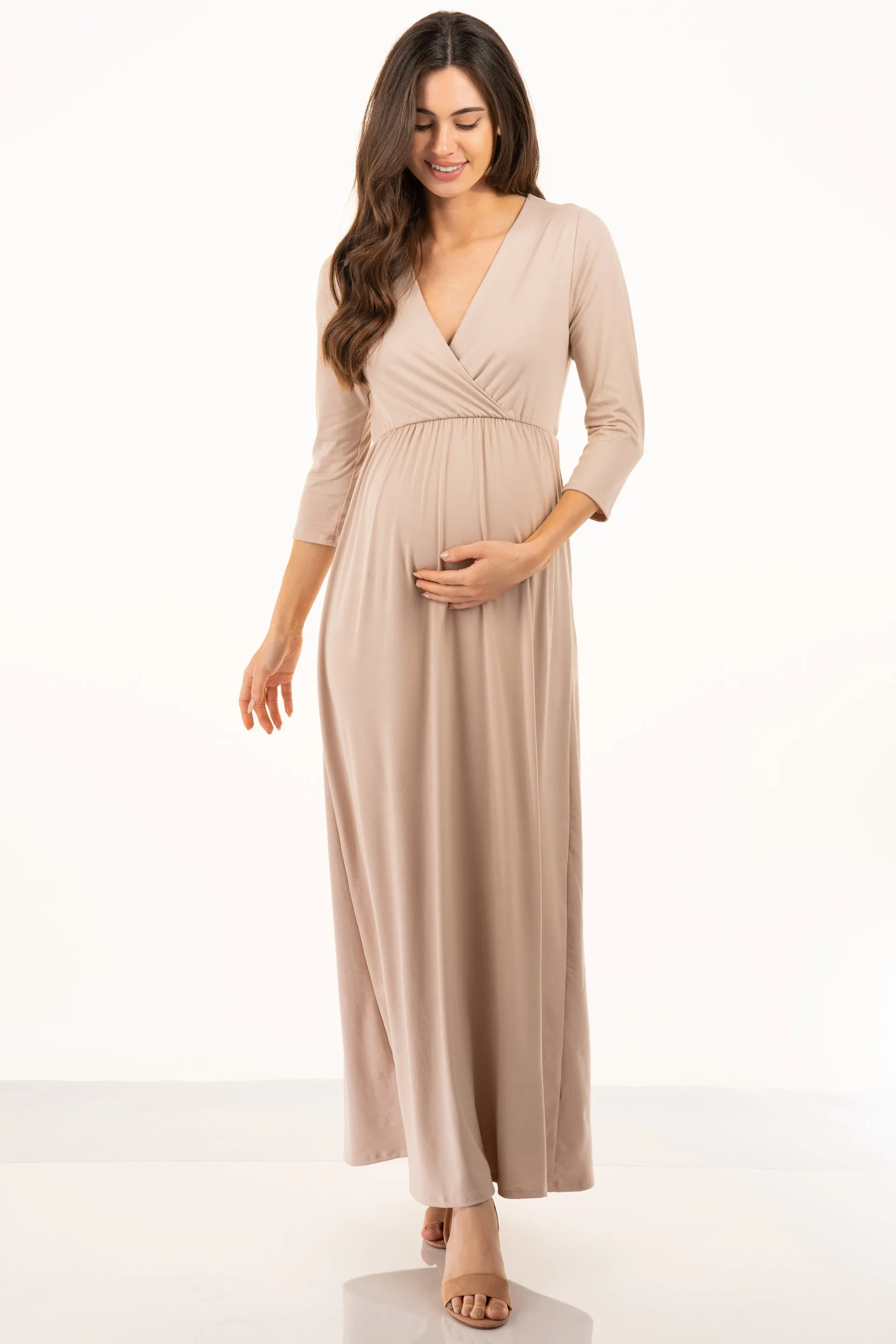 Maternity and Nursing Surplice Faux Wrap Dress