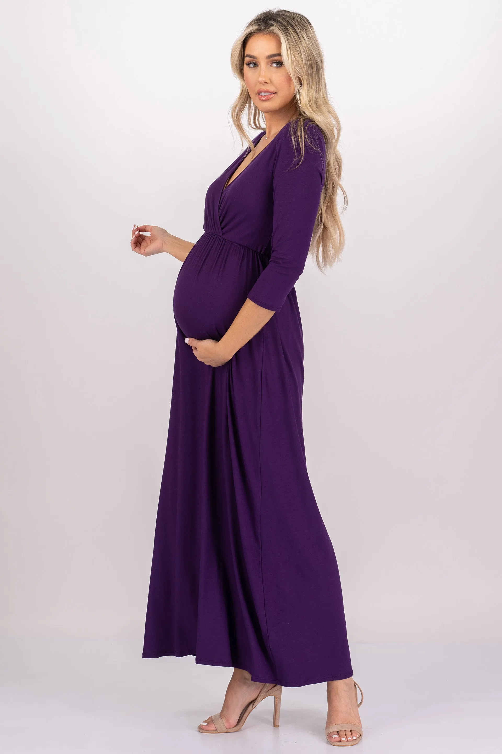 Maternity and Nursing Surplice Faux Wrap Dress