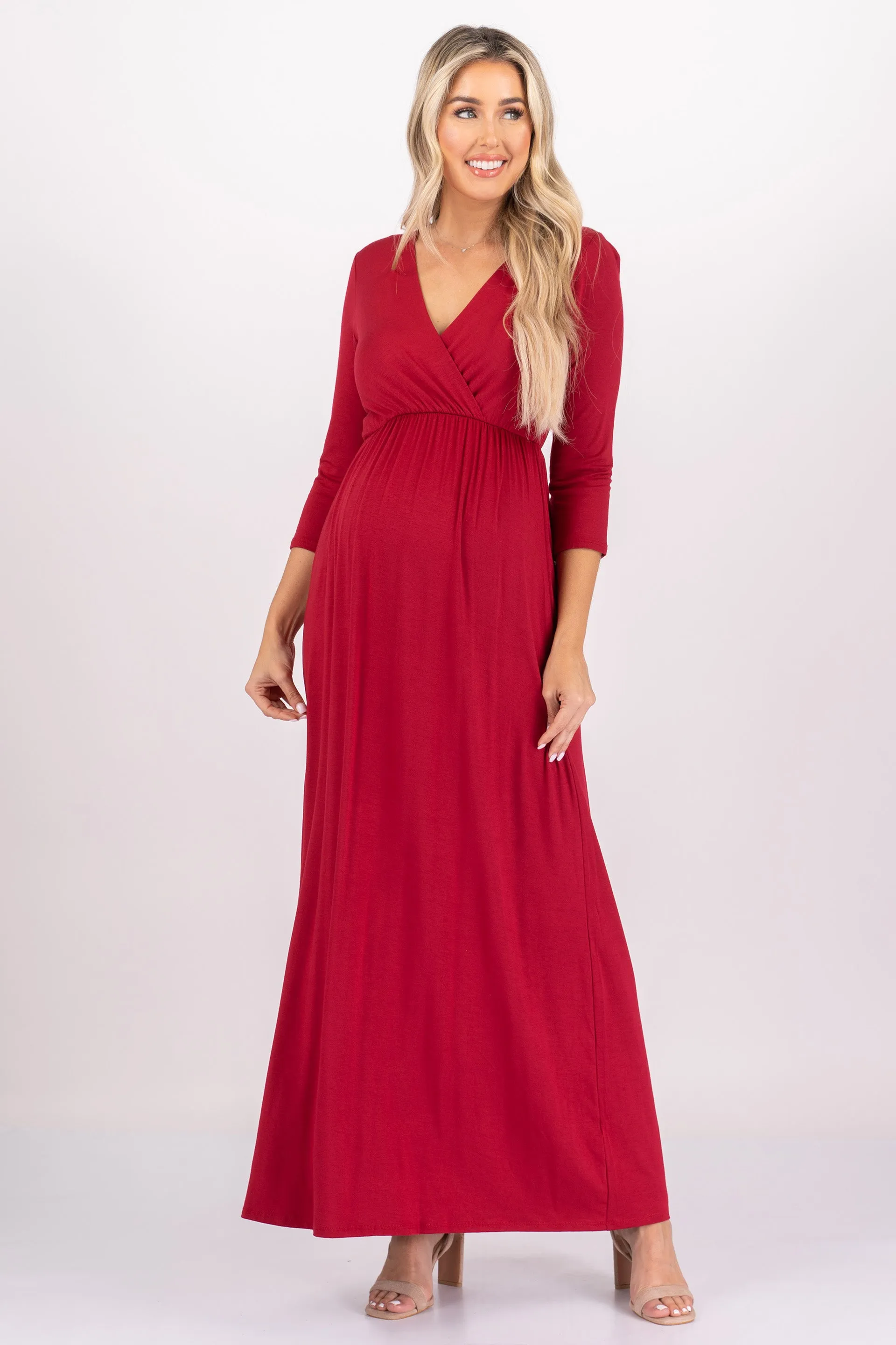 Maternity and Nursing Surplice Faux Wrap Dress