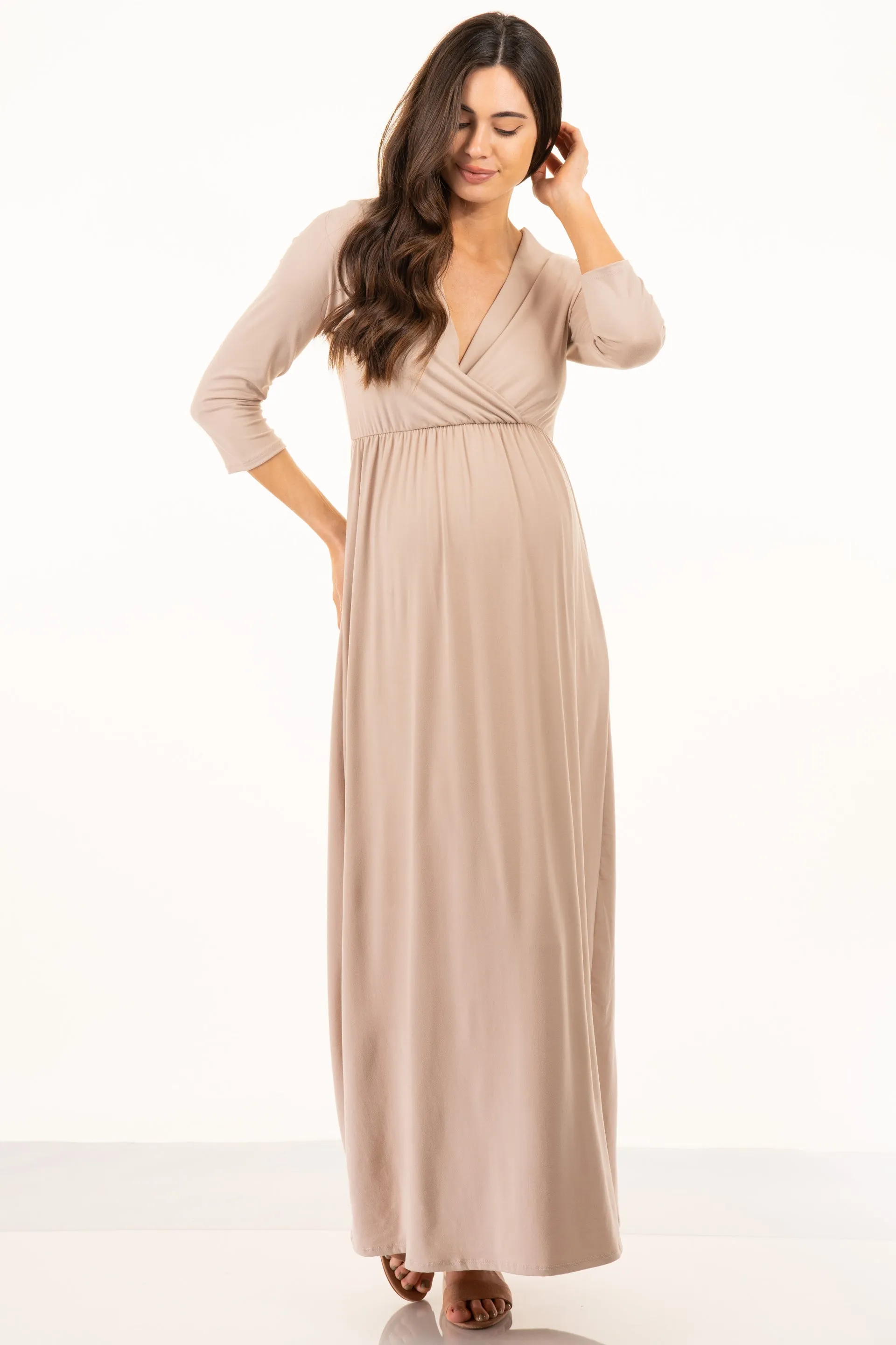 Maternity and Nursing Surplice Faux Wrap Dress