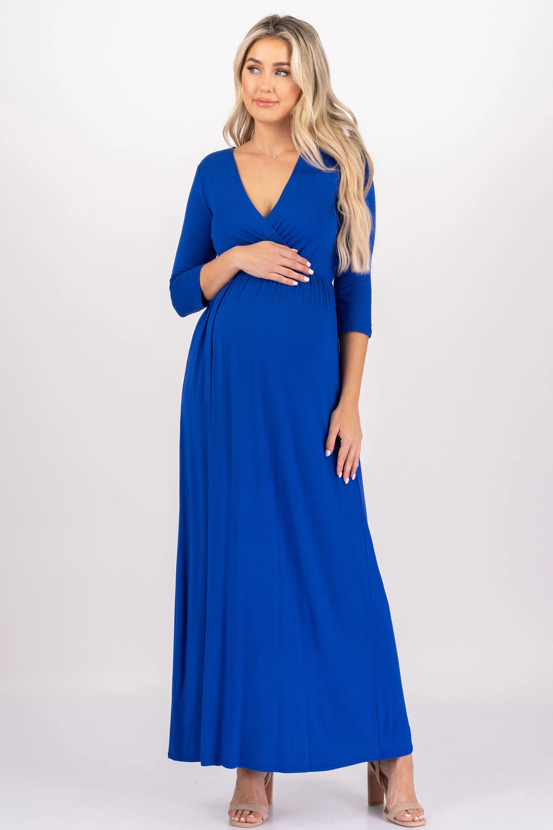 Maternity and Nursing Surplice Faux Wrap Dress