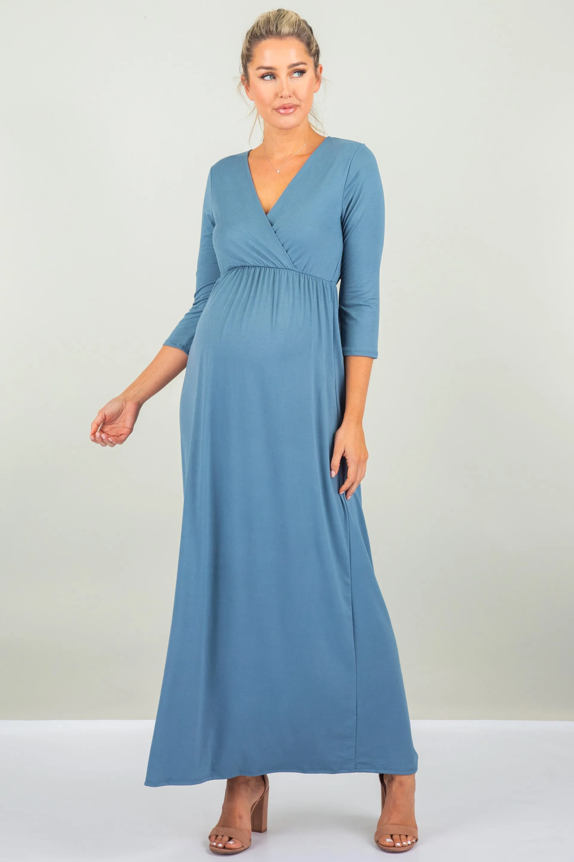 Maternity and Nursing Surplice Faux Wrap Dress