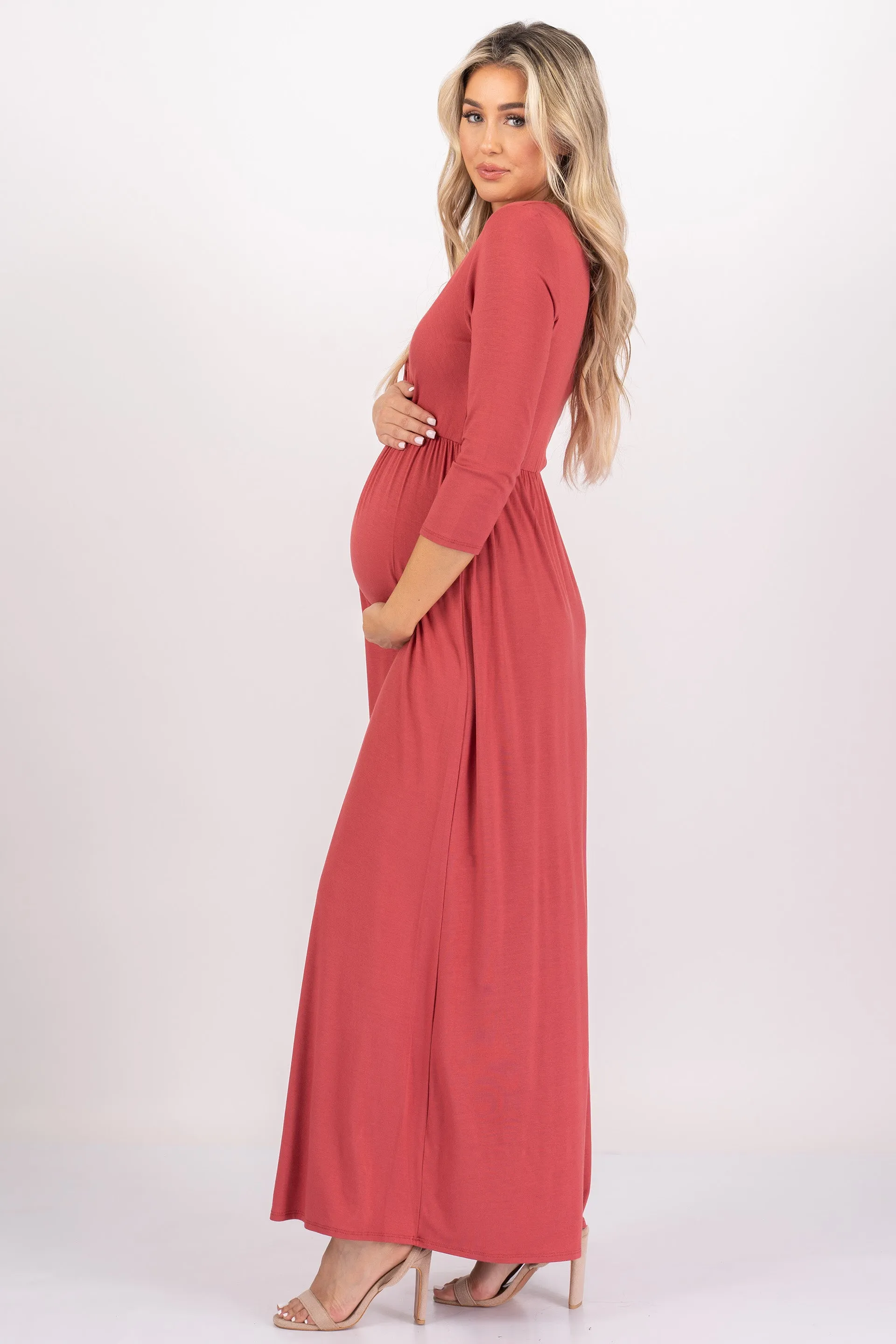 Maternity and Nursing Surplice Faux Wrap Dress