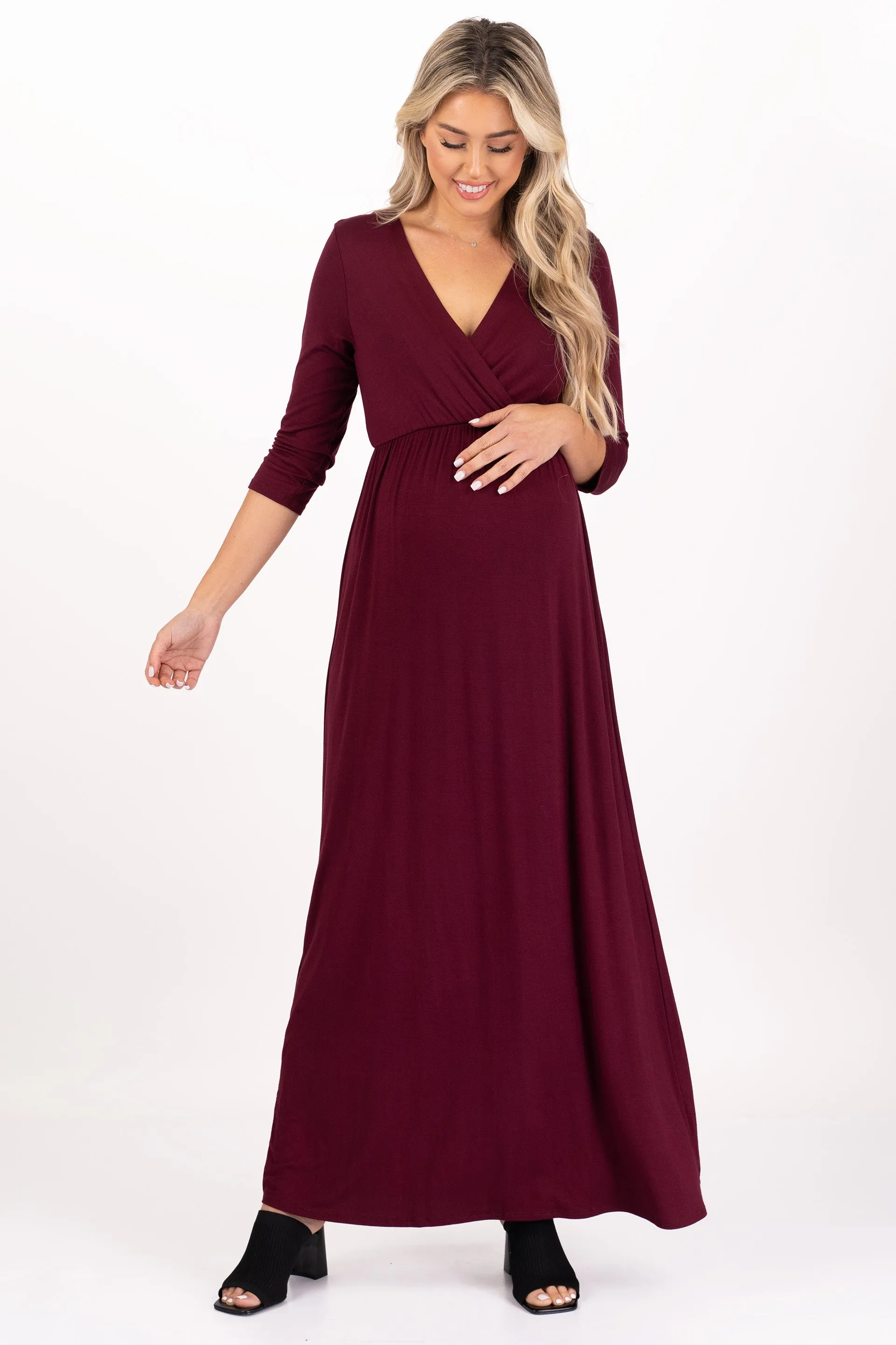 Maternity and Nursing Surplice Faux Wrap Dress