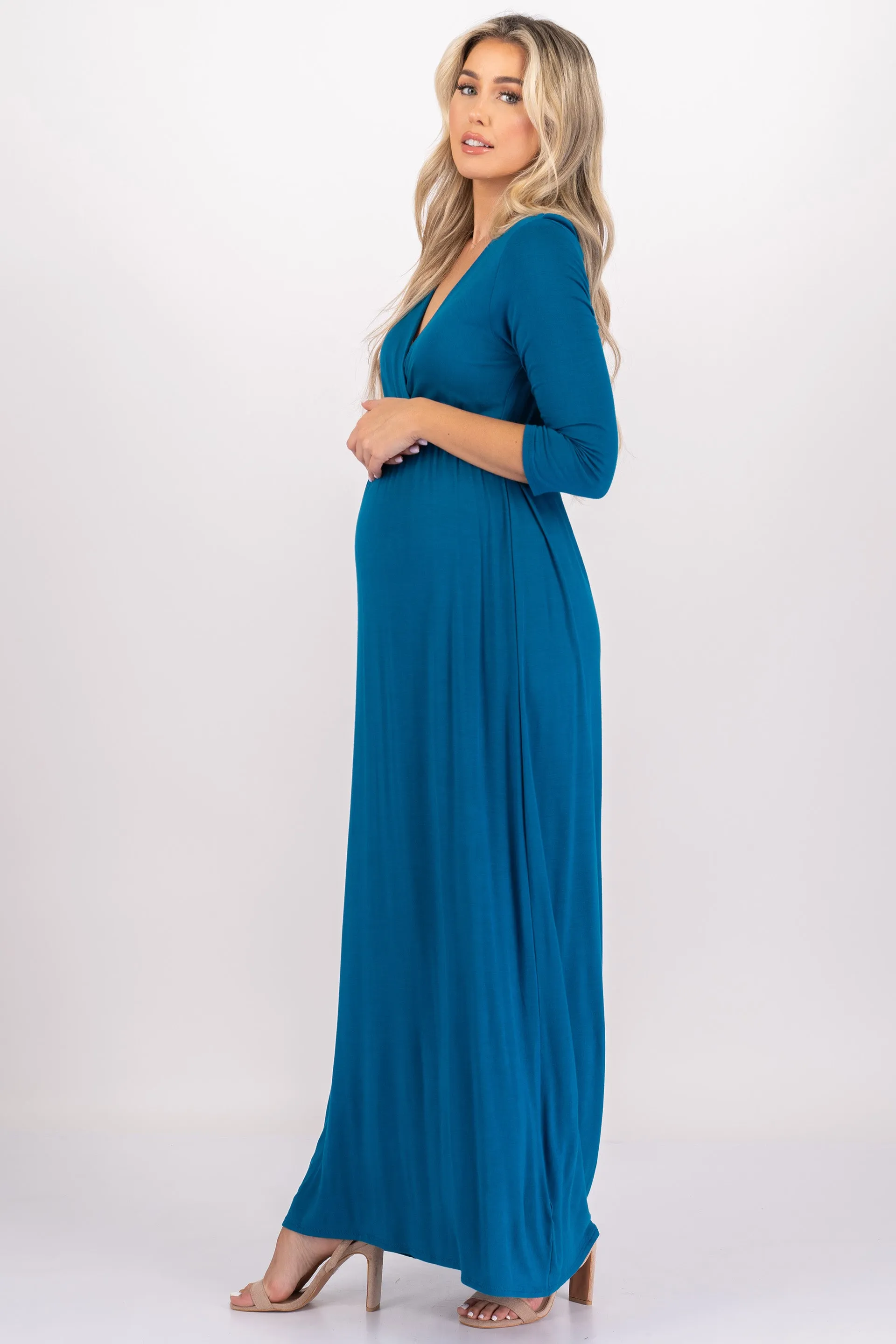 Maternity and Nursing Surplice Faux Wrap Dress