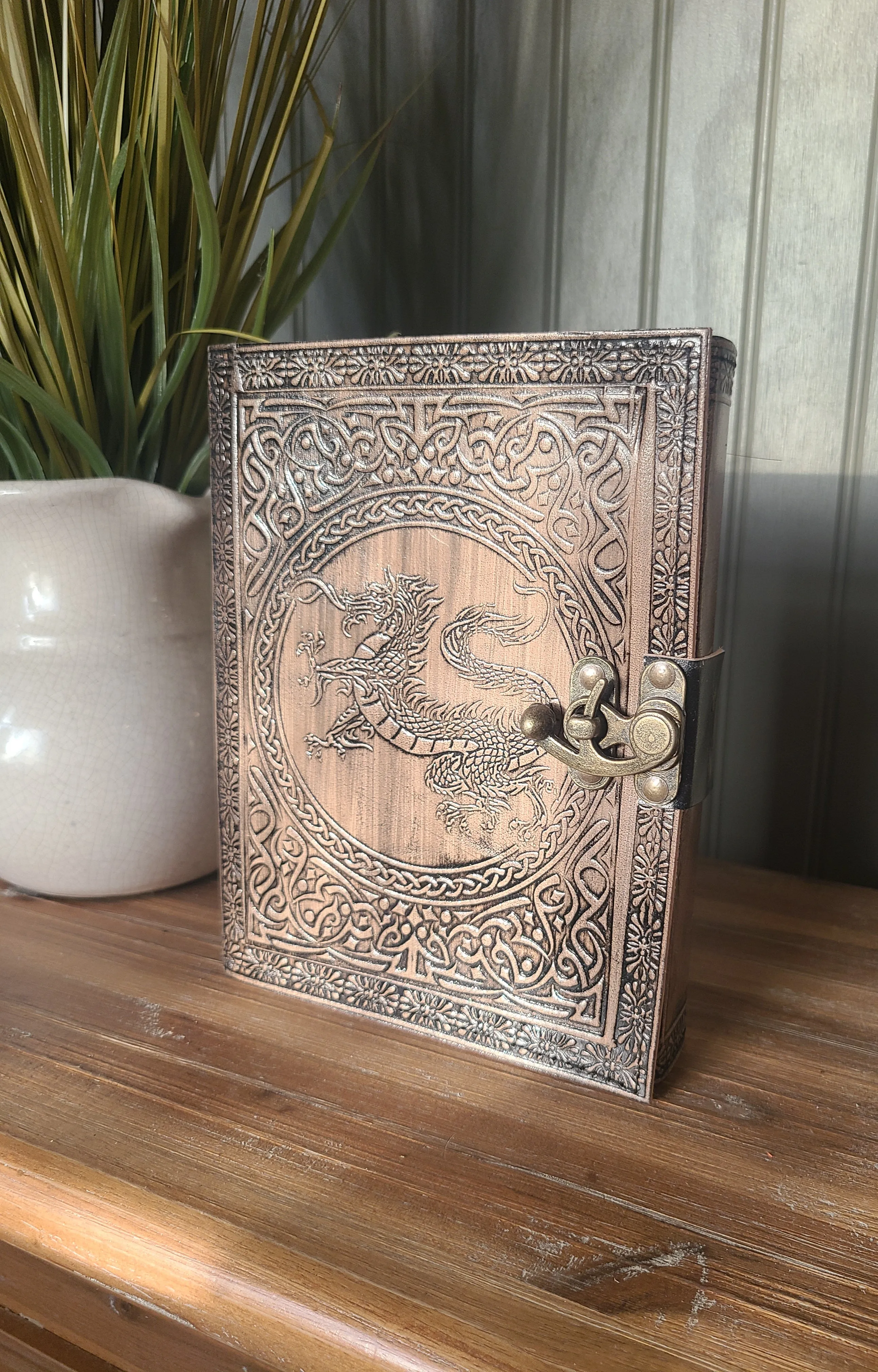 Medieval Dragon Leather Writing Journal - Tan