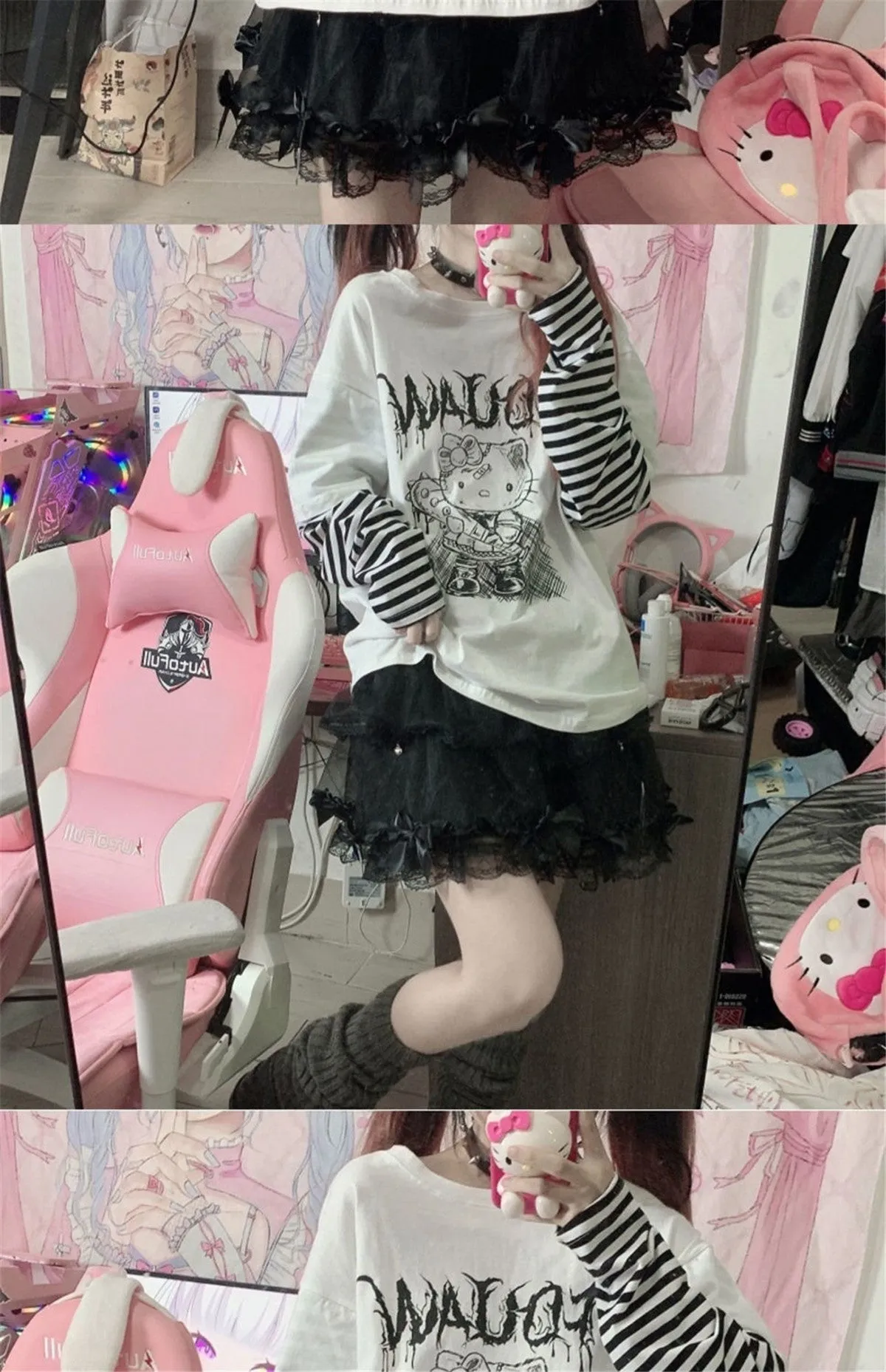 Menhera Kitty Long Sleeve Top