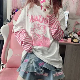 Menhera Kitty Long Sleeve Top