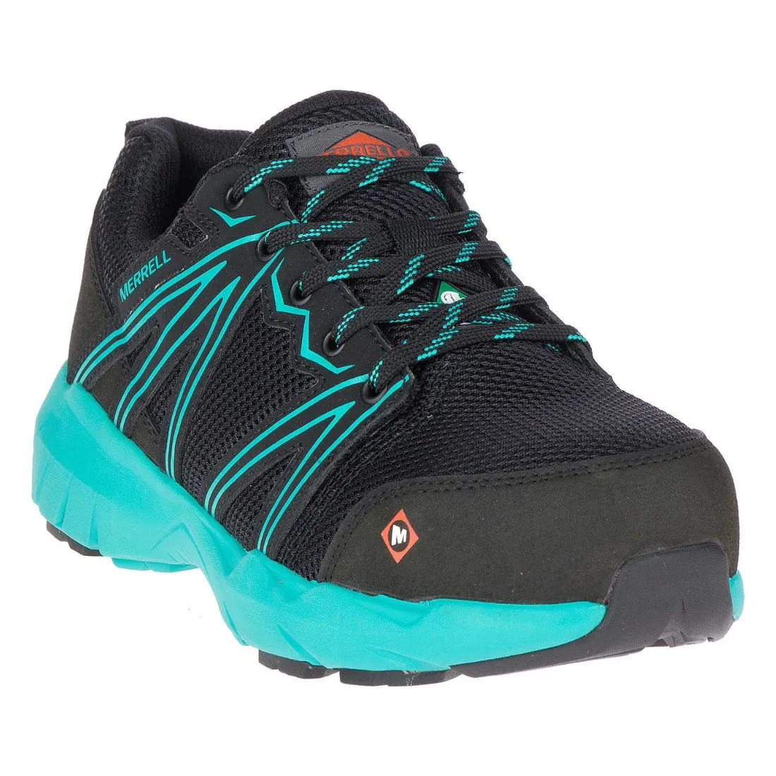 Merrell Fullbench Superlite J17548 Women's Alloy Toe CSA Athletic Work Shoe - Black/Teal