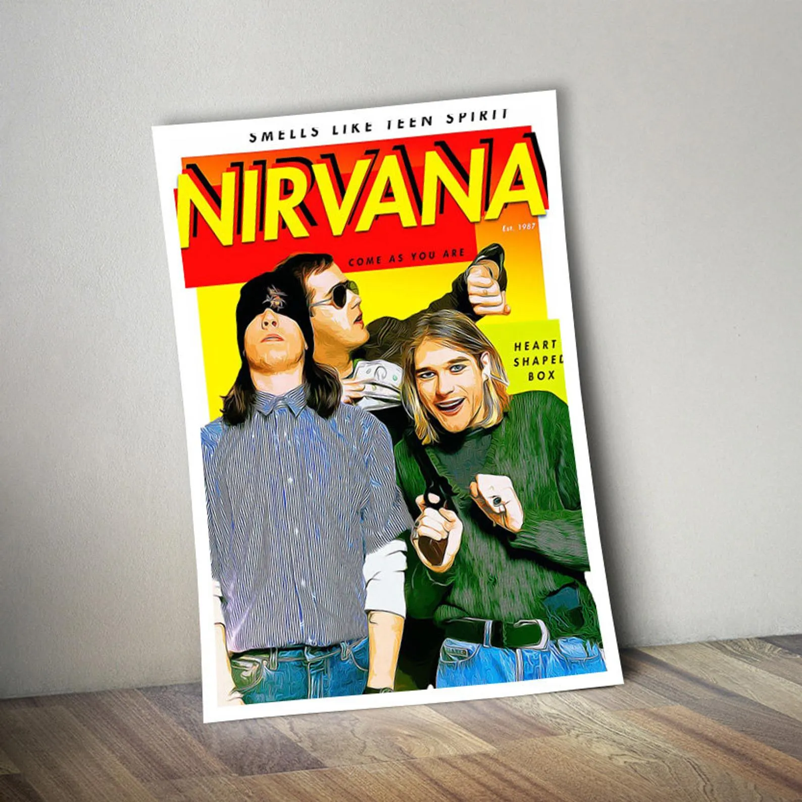 Nirvana Smell Like Teen Spirit Poster, Custom Music Print, Music Poster, Custom Canvas, Home Decor, Wall Hangings, Come As You Are