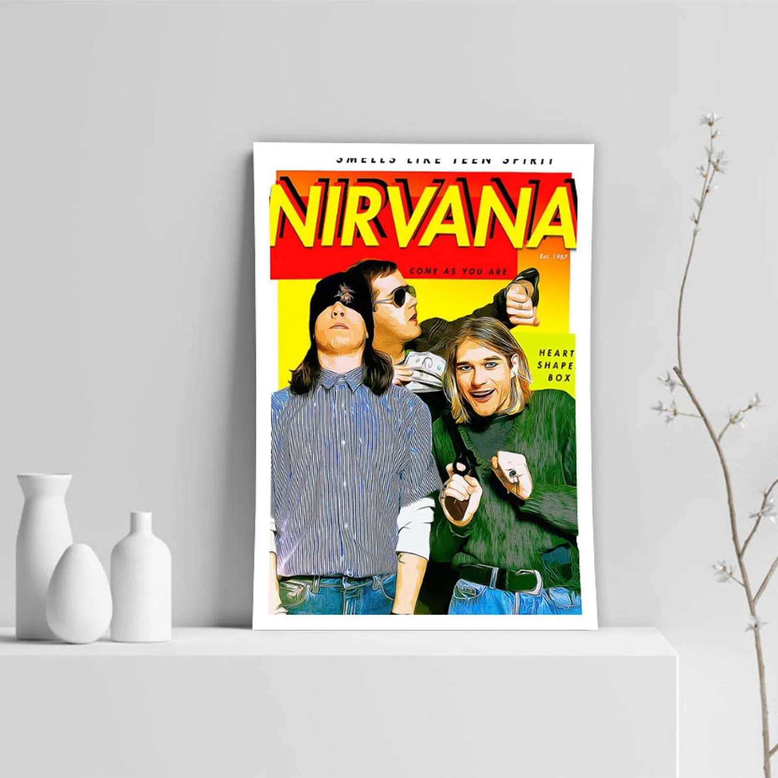 Nirvana Smell Like Teen Spirit Poster, Custom Music Print, Music Poster, Custom Canvas, Home Decor, Wall Hangings, Come As You Are