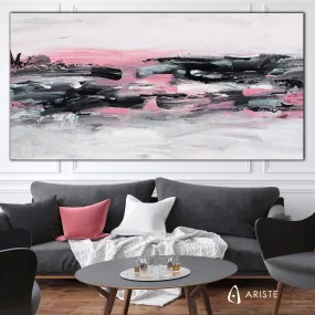 Pink & grey large abstract wall art made to order in a custom size