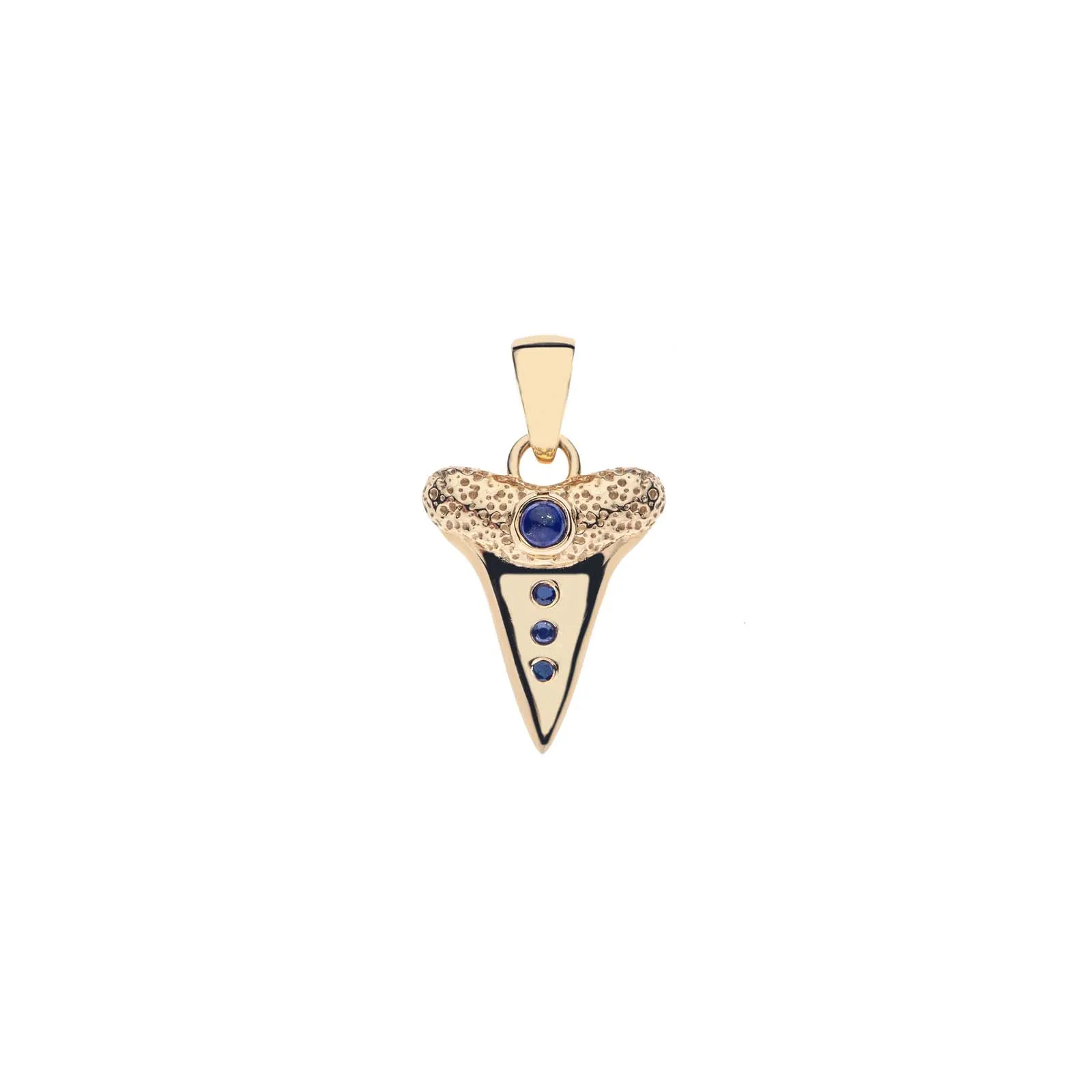 PROTECT Baby Shark Tooth Pendant in Solid Gold with Lapis