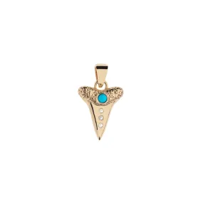 PROTECT Baby Shark Tooth Pendant in Solid Gold with Turquoise