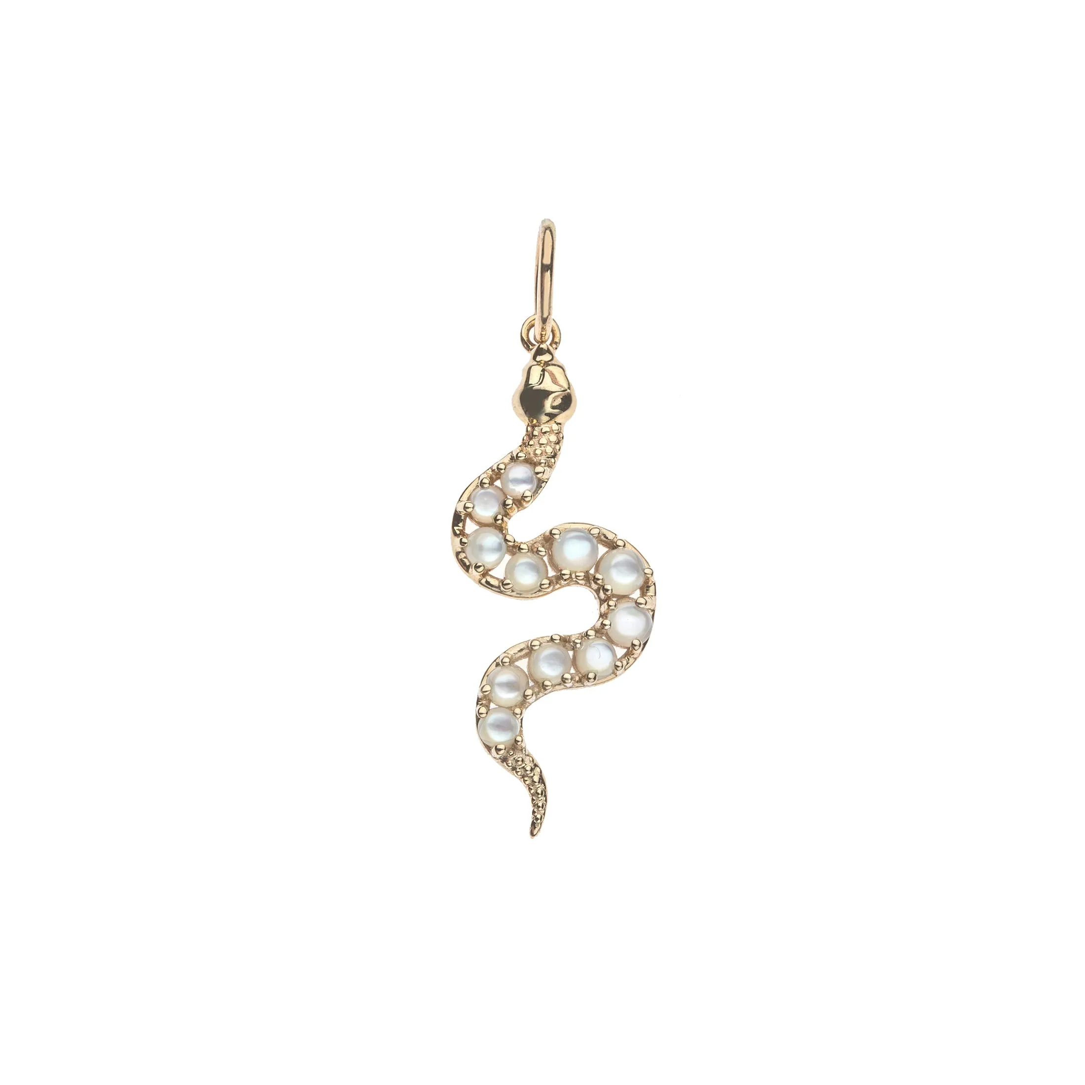 PROTECT Mother of Pearl Snake Pendant in Solid Gold