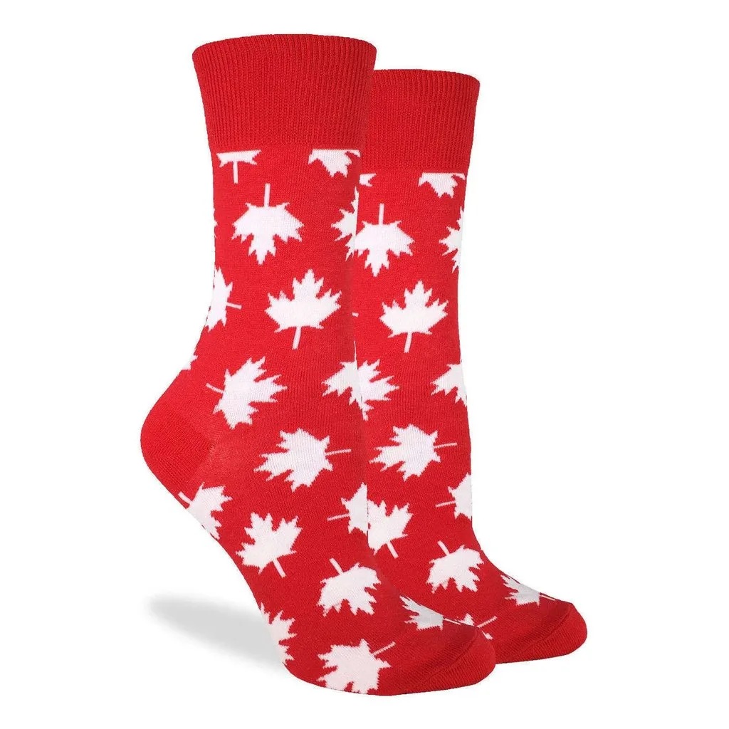 "Canada Maple Leaf" Cotton Crew Socks by Good Luck Sock