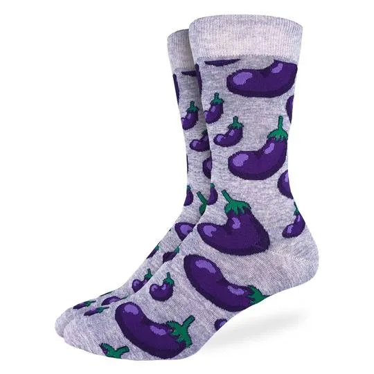 "Eggplants" Cotton Crew Socks by Good Luck Sock