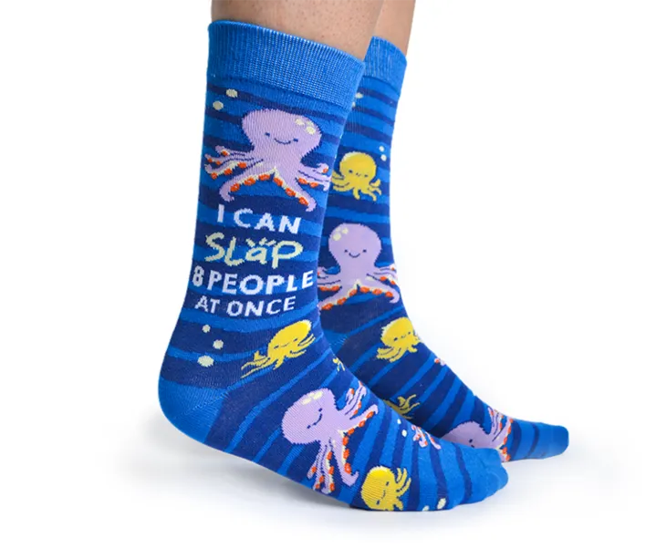 "Obscene Octopus" Cotton Crew Socks by Uptown Sox