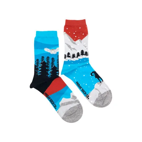 "Rocky Mountain " Landscape Cotton Socks by Friday Sox Co