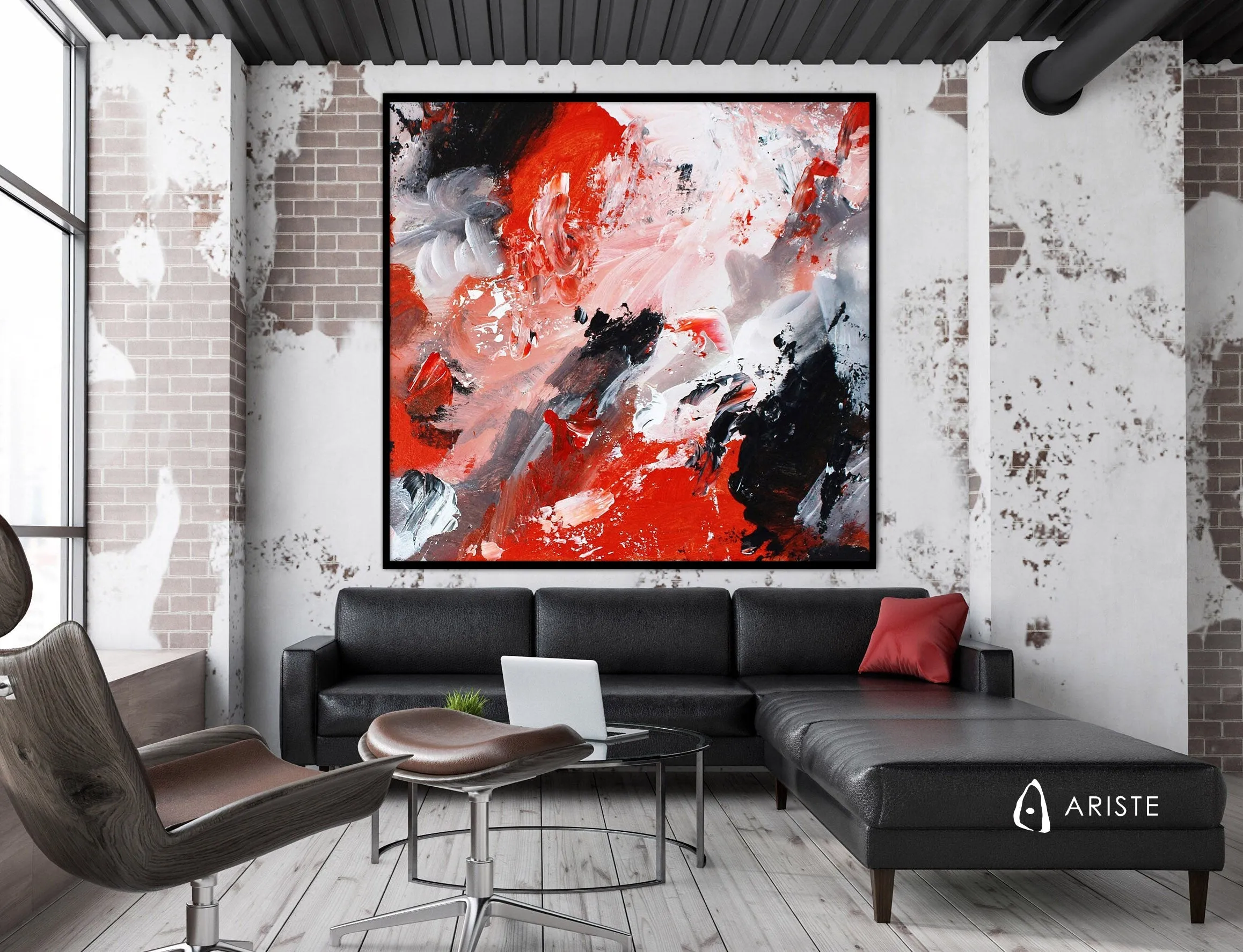 Red & black extra large canvas wall art made to order in a custom size