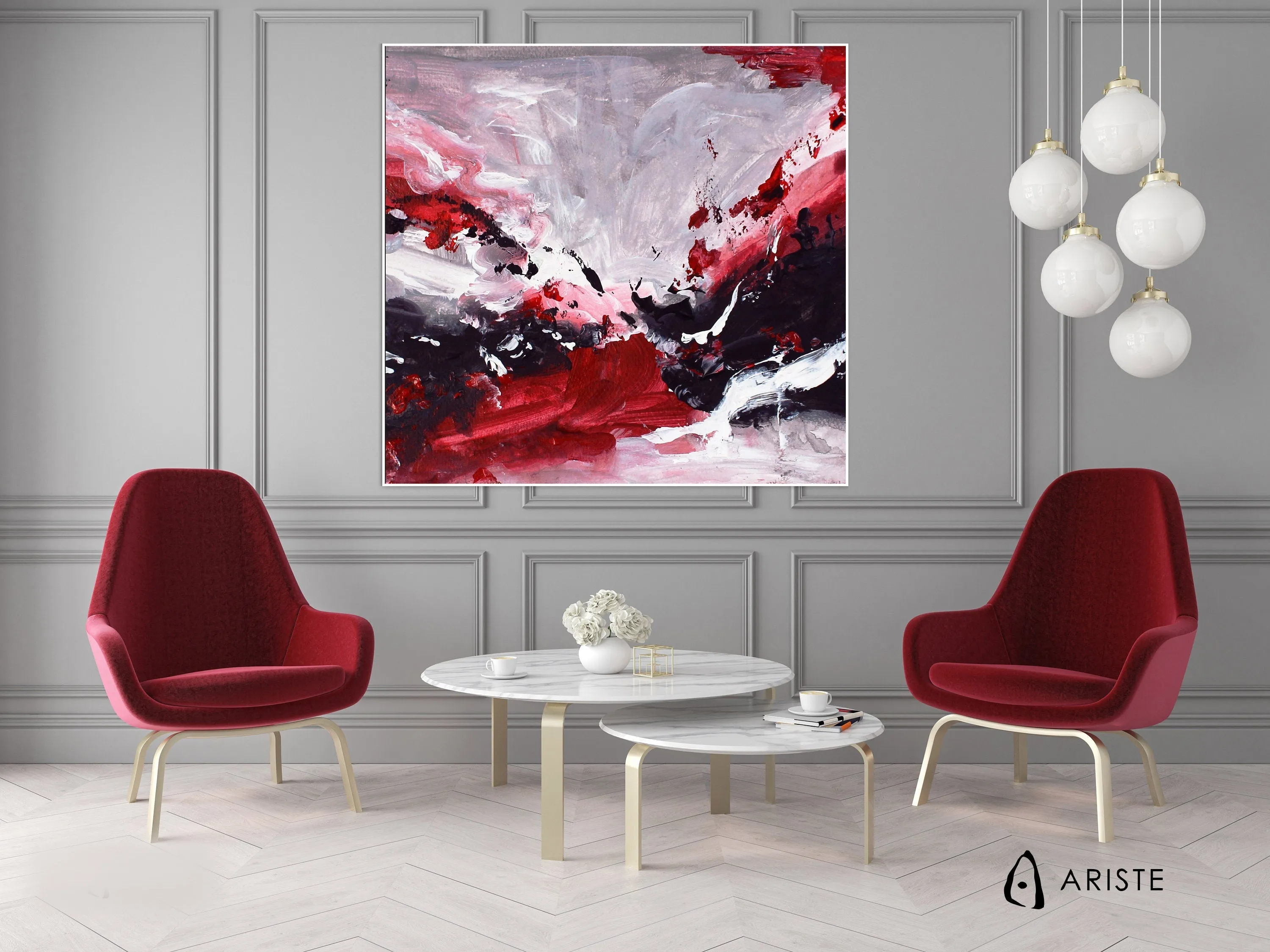 Red & black large canvas wall art made to order in a custom size