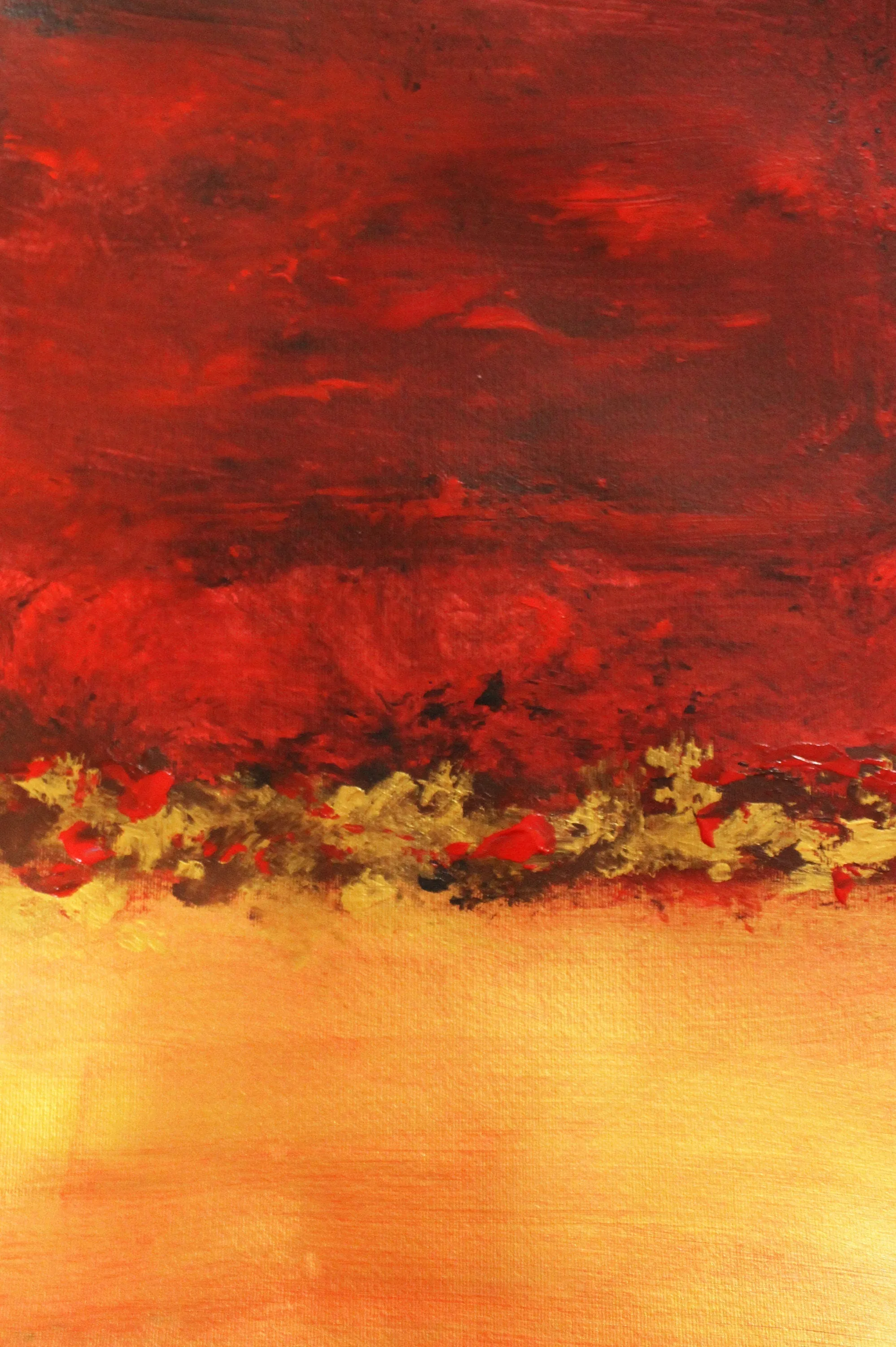 Red & gold abstract extra large wall art made to order in a custom size