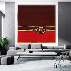 Red & gold abstract oversized wall art made to order in a custom size