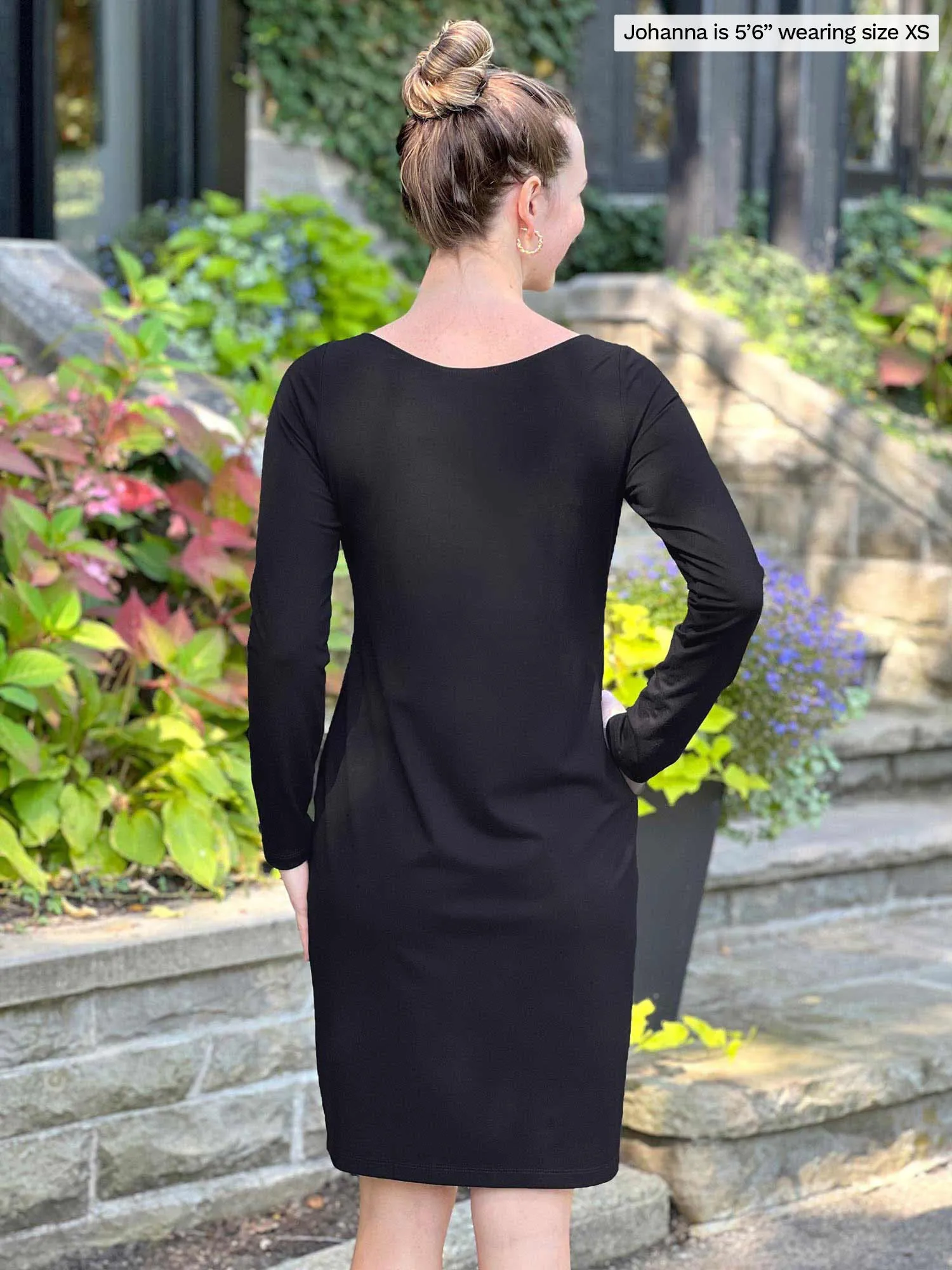 Shena long sleeve boatneck pocket dress - FINAL SALE