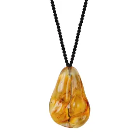 Sterling Silver Amber Pendant on Cord