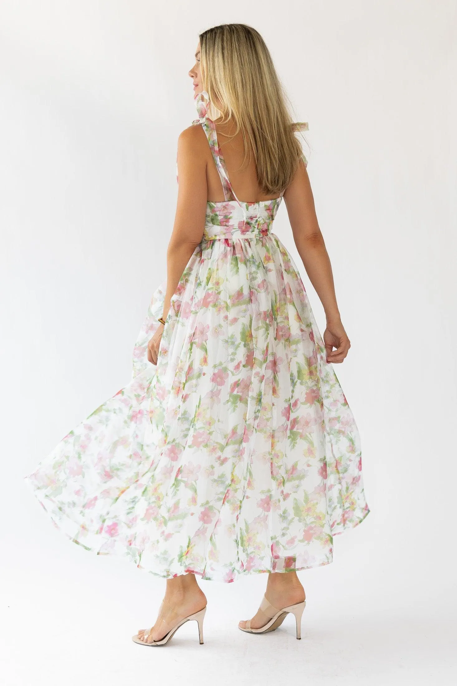 Thalia Floral Tie Shoulder Maxi Dress