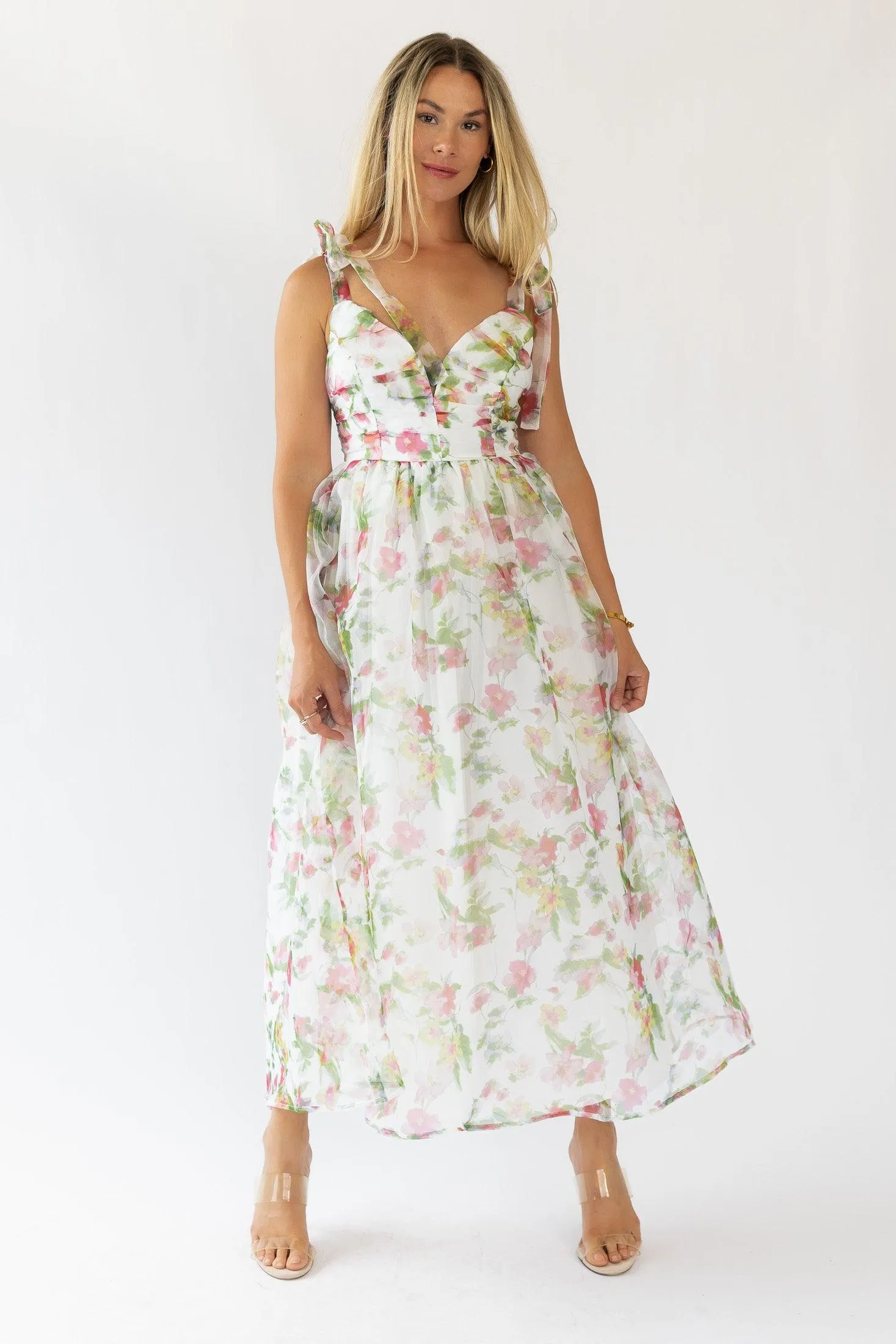 Thalia Floral Tie Shoulder Maxi Dress