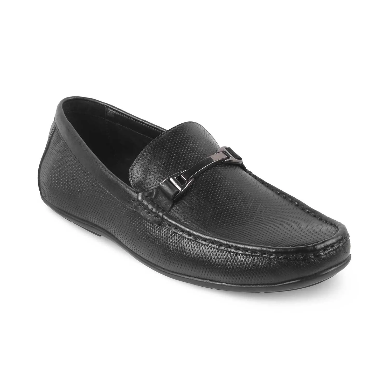 The Abianca Black Men's Leather Driving Loafers Tresmode